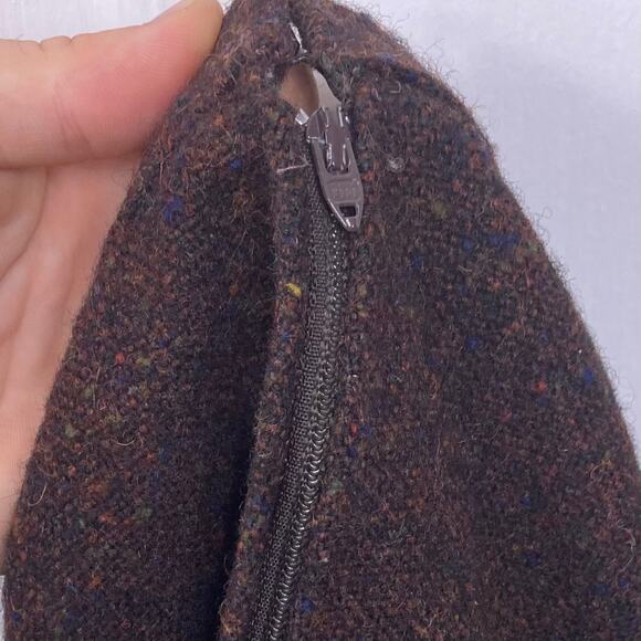 Vintage PRADA MILANO Skirt 46~M ITALY Brown Speckles Wool Slit Knee/Mini Zip VTG - Picture 6 of 8